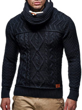 Load image into Gallery viewer, Men&#39;s Black Knitted Long Sleeve Pullover Hooded Sweater