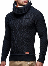 Load image into Gallery viewer, Men&#39;s Black Knitted Long Sleeve Pullover Hooded Sweater