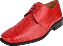 Load image into Gallery viewer, Men&#39;s Crocodile Lizard Red Lace Up Oxford Dress Shoes