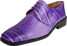 Load image into Gallery viewer, Men&#39;s Crocodile Lizard Purple Lace Up Oxford Dress Shoes