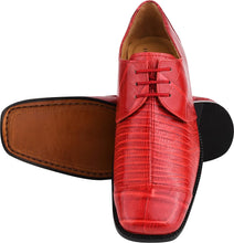 Load image into Gallery viewer, Men&#39;s Crocodile Lizard Red Lace Up Oxford Dress Shoes