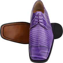 Load image into Gallery viewer, Men&#39;s Crocodile Lizard Purple Lace Up Oxford Dress Shoes