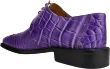 Load image into Gallery viewer, Men&#39;s Crocodile Lizard Purple Lace Up Oxford Dress Shoes