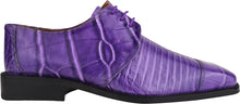 Load image into Gallery viewer, Men&#39;s Crocodile Lizard Purple Lace Up Oxford Dress Shoes