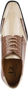 Men's Crocodile Brown/Beige Lace Up Oxford Dress Shoes