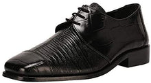 Load image into Gallery viewer, Men&#39;s Croco Lizard Black Lace Up Oxford Dress Shoes