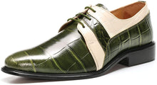Load image into Gallery viewer, Men&#39;s Croco Lizard Green Lace Up Oxford Dress Shoes