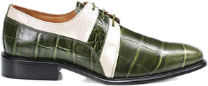 Men's Croco Lizard Green Lace Up Oxford Dress Shoes
