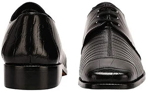 Men's Croco Lizard Black Lace Up Oxford Dress Shoes