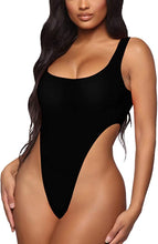 Load image into Gallery viewer, Black Scoop Neck Basic Tank Top Bodysuits