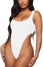 Load image into Gallery viewer, White Scoop Neck Basic Tank Top Bodysuits