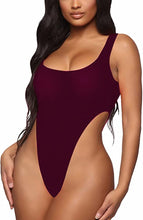 Load image into Gallery viewer, Burgundy Scoop Neck Basic Tank Top Bodysuits