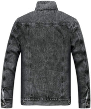 Load image into Gallery viewer, Men&#39;s Black Fleece Jean Winter Cotton Sherpa Lined Denim Trucker Jacket