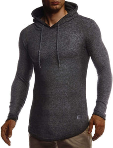 Men's Knit Black Long Sleeve Hoodie Sweatshirt