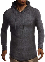 Load image into Gallery viewer, Men&#39;s Knit Black Long Sleeve Hoodie Sweatshirt