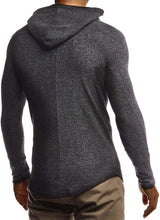 Load image into Gallery viewer, Men&#39;s Knit Black Long Sleeve Hoodie Sweatshirt