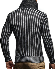 Load image into Gallery viewer, Men&#39;s Black Knit Geometric Pattern Long-Sleeved Sweater