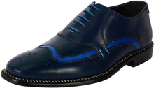 Load image into Gallery viewer, Men&#39;s Navy Blue Formal Classic Tread Design Lace Up Shoes