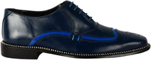 Load image into Gallery viewer, Men&#39;s Navy Blue Formal Classic Tread Design Lace Up Shoes