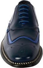 Load image into Gallery viewer, Men&#39;s Navy Blue Formal Classic Tread Design Lace Up Shoes