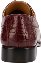 Load image into Gallery viewer, Men&#39;s Croco Ostrich Print Brown Lace Up Dress Shoes