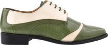 Load image into Gallery viewer, Men&#39;s Croco Ostrich Print Green/Beige Lace Up Dress Shoes
