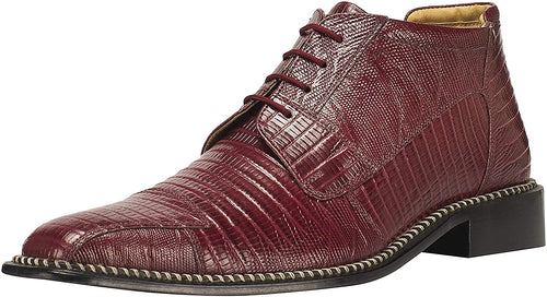 Men's Burgundy Leather Lace Up Dress Shoes