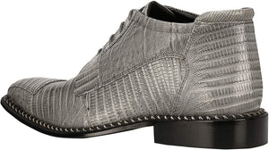 Men's Grey Leather Lace Up Dress Shoes
