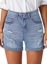 Load image into Gallery viewer, Distressed Jeans Anchor High Waist Ripped Denim Shorts