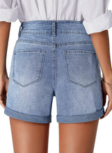 Load image into Gallery viewer, Distressed Jeans Anchor High Waist Ripped Denim Shorts