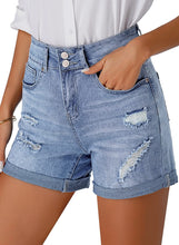 Load image into Gallery viewer, Distressed Jeans Anchor High Waist Ripped Denim Shorts