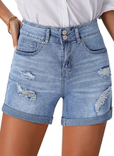 Load image into Gallery viewer, Distressed Jeans Anchor High Waist Ripped Denim Shorts