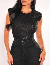 Load image into Gallery viewer, Glorious Black Sequin Bodysuit