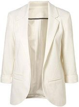 Load image into Gallery viewer, Open Front 3/4 Sleeve Notched Lapel Office Blazer