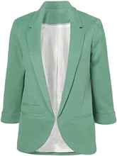 Load image into Gallery viewer, Open Front 3/4 Sleeve Notched Lapel Office Blazer