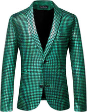 Load image into Gallery viewer, Men&#39;s Green Shiny Jacket &amp; Metallic Pants 2 Piece Sequin Sets