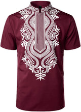 Load image into Gallery viewer, Traditional Printed Maroon Short Sleeve Luxury Shirt