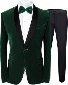 Men's Zanotti Hunter Green 2pc Lapel One Button Suit and Pants Set