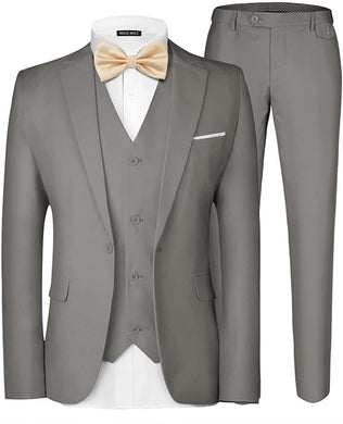 Men's 3 Piece Elegant Light Gray Formal Suit Set