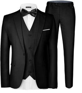 Men's 3 Piece Elegant Black Formal Suit Set