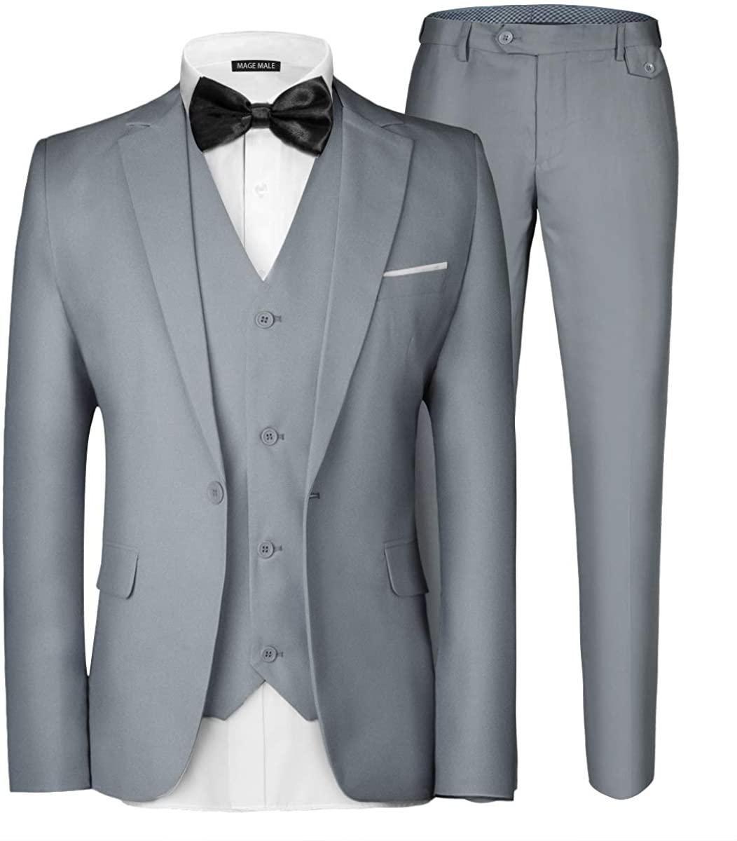 Men's 3pc Elegant Light Grey Long Sleeve Formal Suit Set