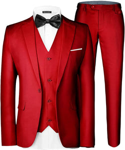 Men's 3 Piece Elegant Red Formal Suit Set