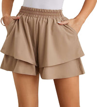 Load image into Gallery viewer, Ruffled Black Elastic Waist Loose Fit Shorts