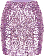 Load image into Gallery viewer, World Class Lavender Sparkle Bodycon Sequin Mini Skirt