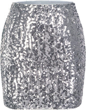 Load image into Gallery viewer, World Class Silver Grey Sparkle Bodycon Sequin Mini Skirt