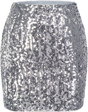 World Class Silver Grey Sparkle Bodycon Sequin Mini Skirt