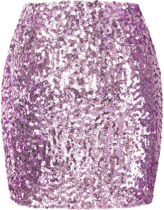 World Class Lavender Sparkle Bodycon Sequin Mini Skirt