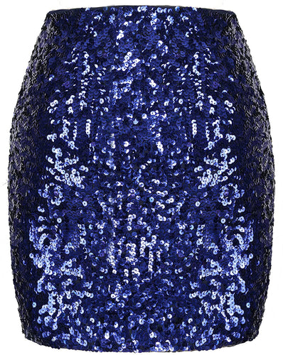 World Class Navy Blue Sparkle Bodycon Sequin Mini Skirt