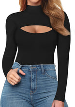 Load image into Gallery viewer, Mock Neck Long Sleeve Black Cutout Front Bodysuit