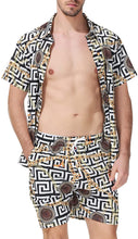Load image into Gallery viewer, Men&#39;s Yellow Rose Hawaiian Casual Short Sleeve Shorts Set